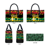 Vanuatu 46th Year Anniversary Leather Bag 30 July 1980 Hibiscus Seamless Pattern