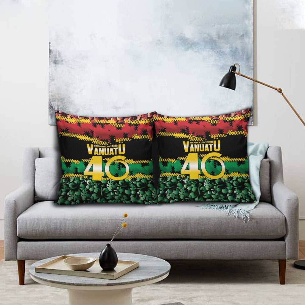 Vanuatu 46th Year Anniversary Pillow Cover 30 July 1980 Hibiscus Seamless Pattern