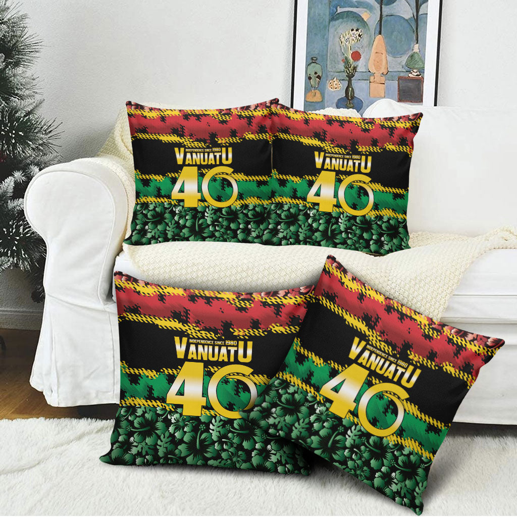 Vanuatu 46th Year Anniversary Pillow Cover 30 July 1980 Hibiscus Seamless Pattern