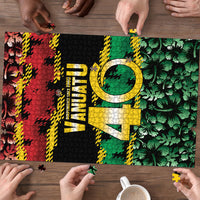 Vanuatu 46th Year Anniversary Puzzle 30 July 1980 Hibiscus Seamless Pattern