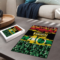 Vanuatu 46th Year Anniversary Puzzle 30 July 1980 Hibiscus Seamless Pattern