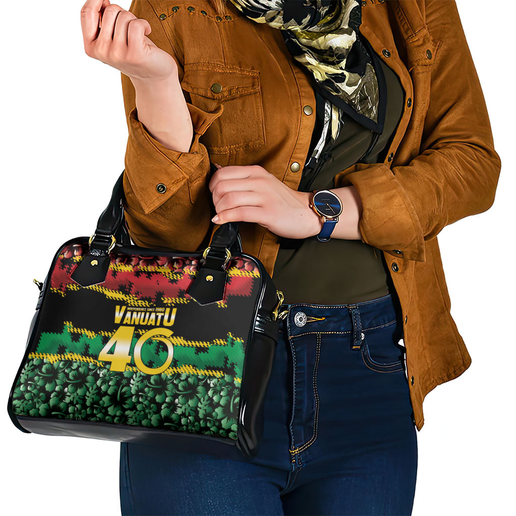 Vanuatu 46th Year Anniversary Shoulder Handbag 30 July 1980 Hibiscus Seamless Pattern