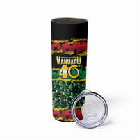 Vanuatu 46th Year Anniversary Skinny Tumbler 30 July 1980 Hibiscus Seamless Pattern