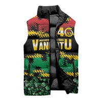 Vanuatu 46th Year Anniversary Sleeveless Puffer Jacket 30 July 1980 Hibiscus Seamless Pattern