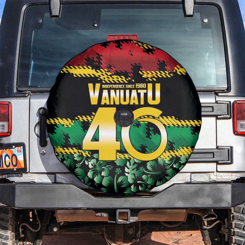 Vanuatu 46th Year Anniversary Spare Tire Cover 30 July 1980 Hibiscus Seamless Pattern
