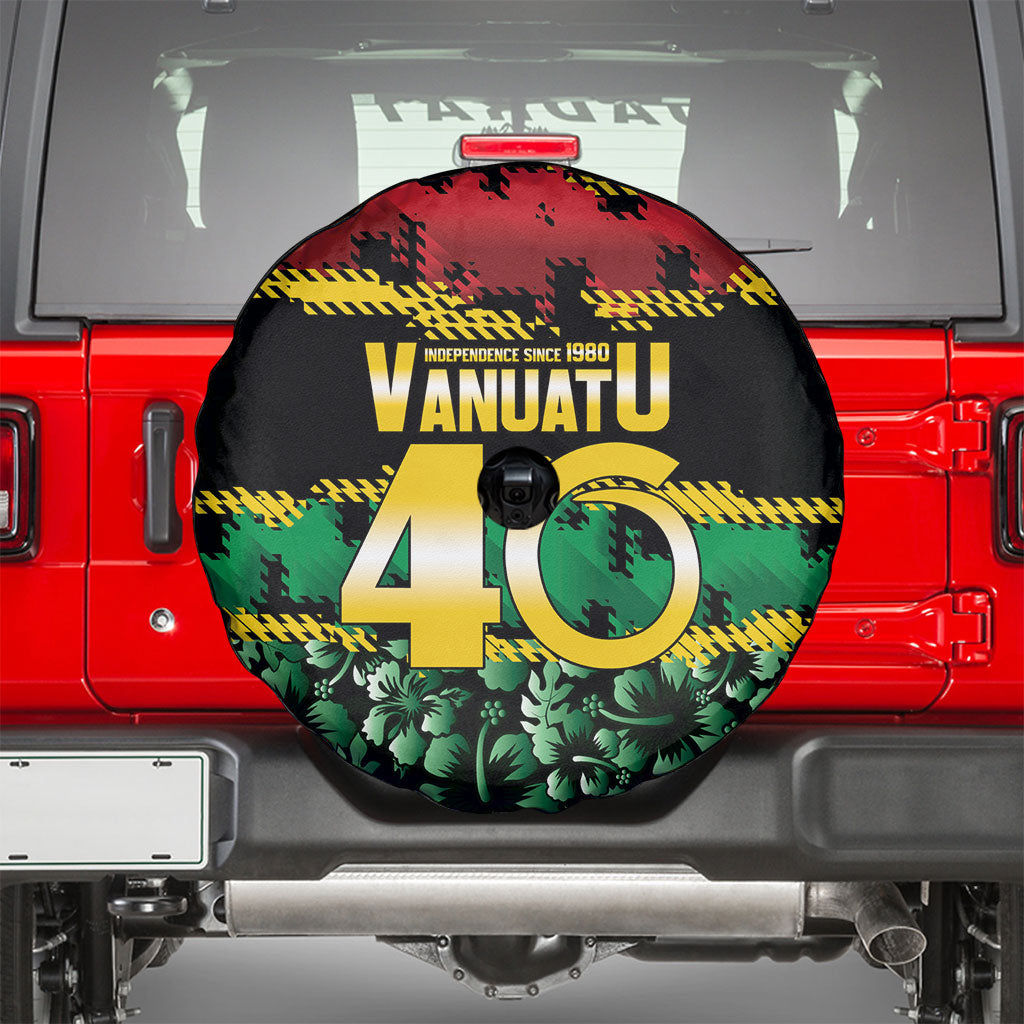 Vanuatu 46th Year Anniversary Spare Tire Cover 30 July 1980 Hibiscus Seamless Pattern