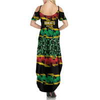 Vanuatu 46th Year Anniversary Summer Maxi Dress 30 July 1980 Hibiscus Seamless Pattern