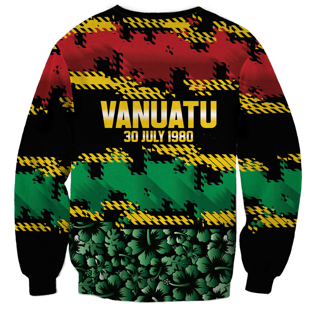 Vanuatu 46th Year Anniversary Sweatshirt 30 July 1980 Hibiscus Seamless Pattern