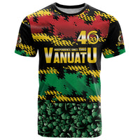 Vanuatu 46th Year Anniversary T Shirt 30 July 1980 Hibiscus Seamless Pattern