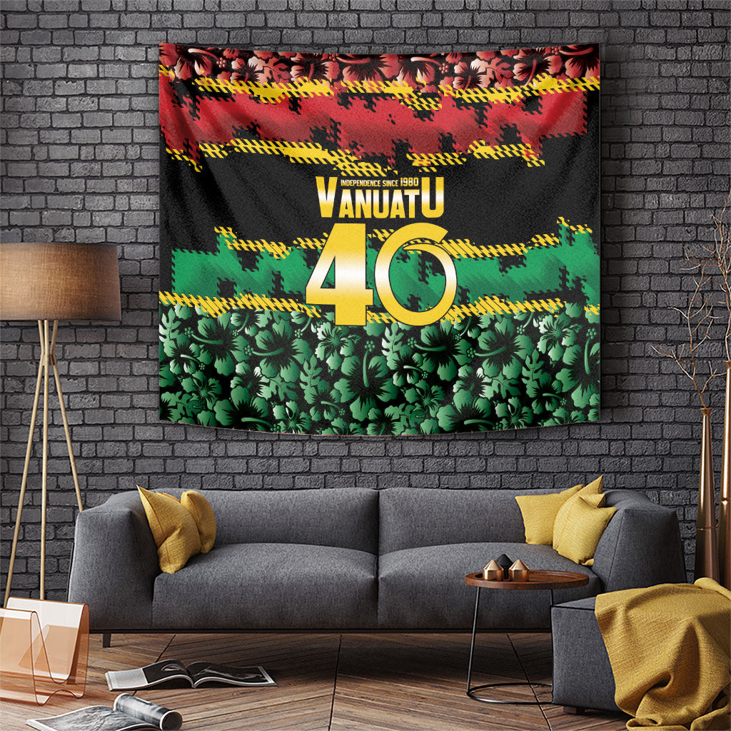 Vanuatu 46th Year Anniversary Tapestry 30 July 1980 Hibiscus Seamless Pattern