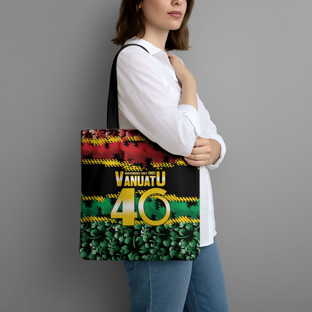 Vanuatu 46th Year Anniversary Tote Bag 30 July 1980 Hibiscus Seamless Pattern