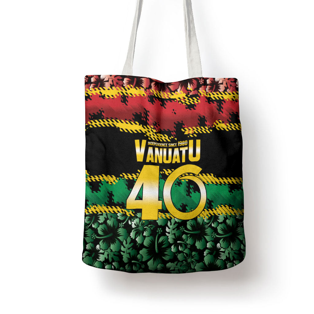 Vanuatu 46th Year Anniversary Tote Bag 30 July 1980 Hibiscus Seamless Pattern