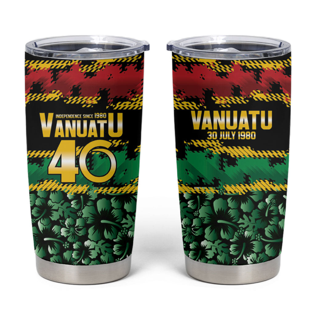 Vanuatu 46th Year Anniversary Tumbler Cup 30 July 1980 Hibiscus Seamless Pattern
