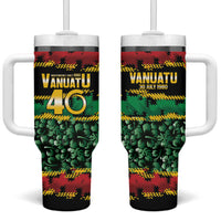 Vanuatu 46th Year Anniversary Tumbler With Handle 30 July 1980 Hibiscus Seamless Pattern