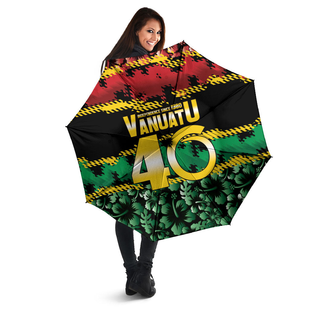 Vanuatu 46th Year Anniversary Umbrella 30 July 1980 Hibiscus Seamless Pattern