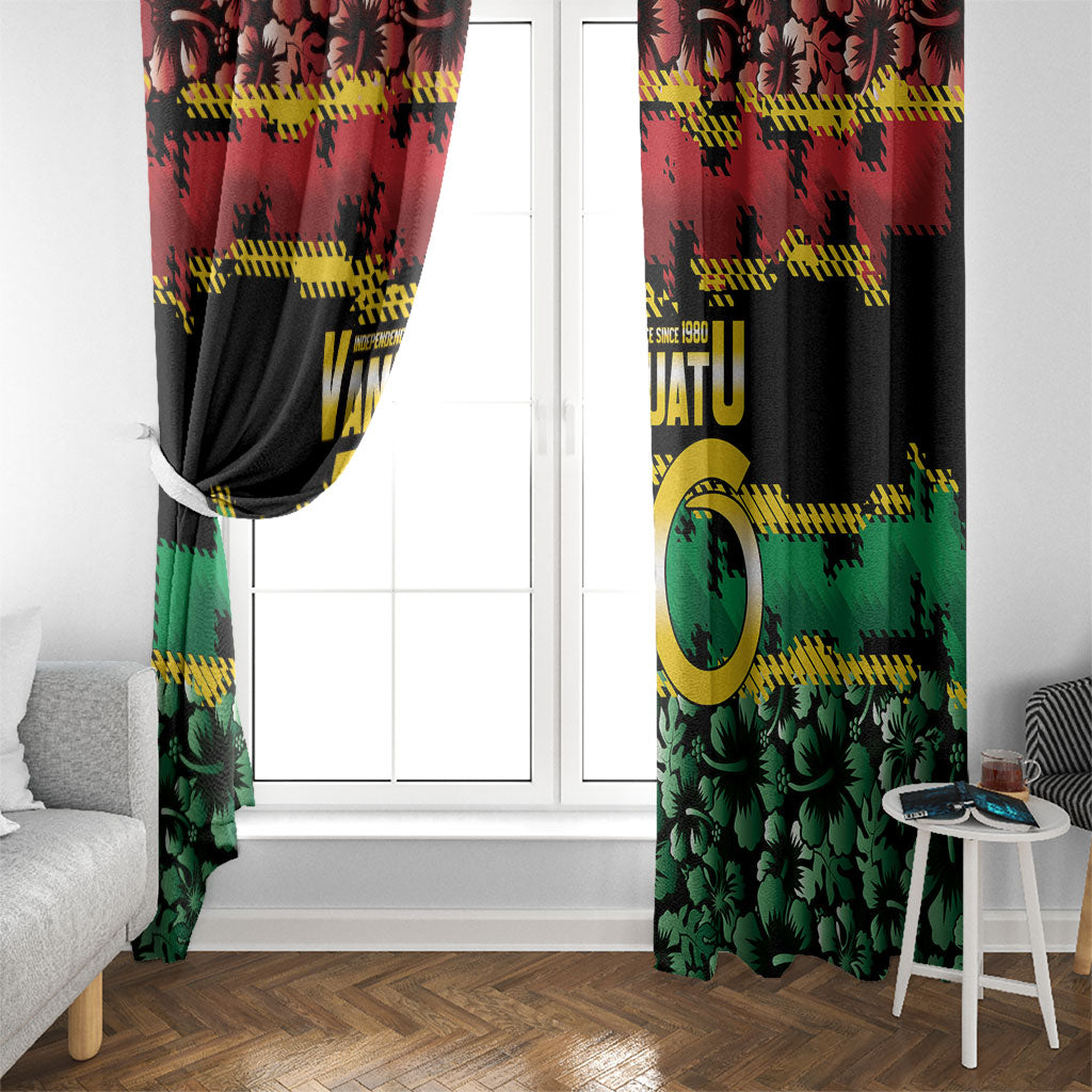 Vanuatu 46th Year Anniversary Window Curtain 30 July 1980 Hibiscus Seamless Pattern