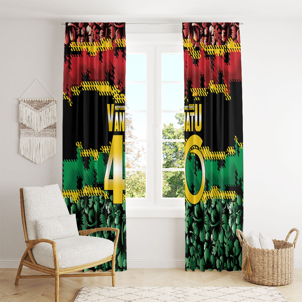 Vanuatu 46th Year Anniversary Window Curtain 30 July 1980 Hibiscus Seamless Pattern