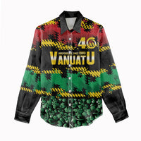 Vanuatu 46th Year Anniversary Women Casual Shirt 30 July 1980 Hibiscus Seamless Pattern