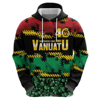 Vanuatu 46th Year Anniversary Zip Hoodie 30 July 1980 Hibiscus Seamless Pattern