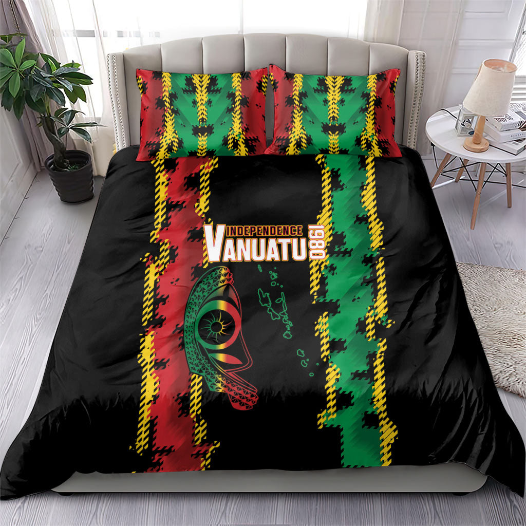 Vanuatu 46th Year Anniversary Bedding Set Tamtam Slit Drums Long God Yumi Stanap
