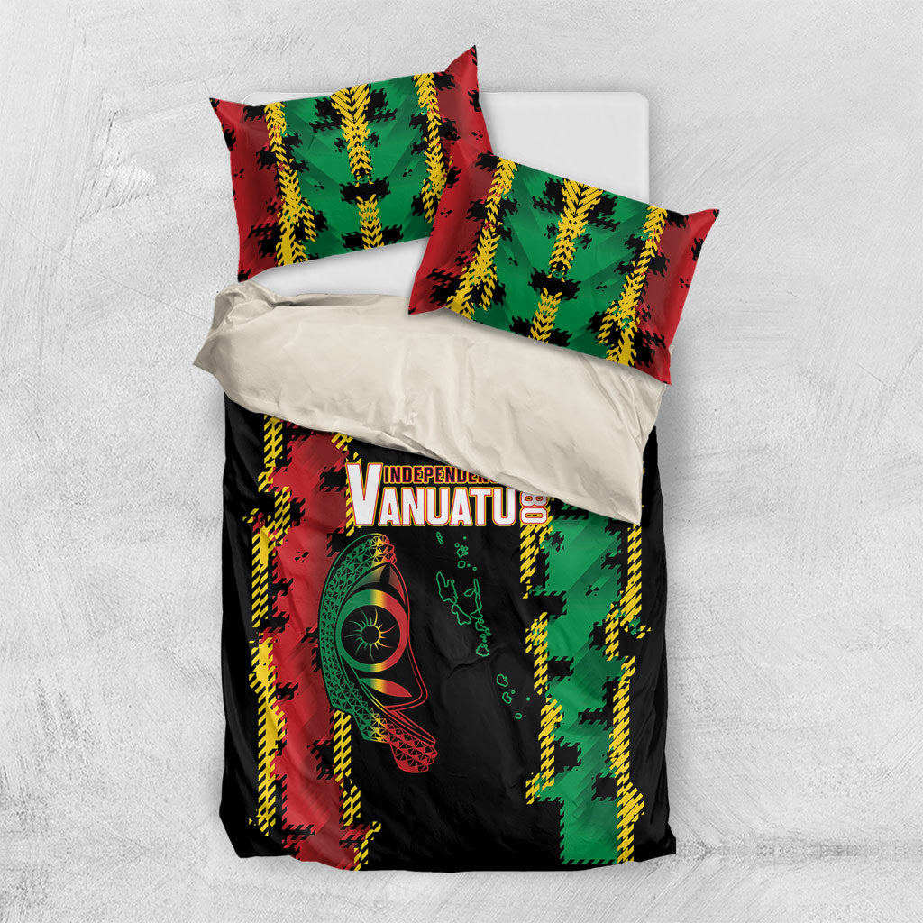 Vanuatu 46th Year Anniversary Bedding Set Tamtam Slit Drums Long God Yumi Stanap