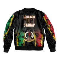 Vanuatu 46th Year Anniversary Bomber Jacket Tamtam Slit Drums Long God Yumi Stanap