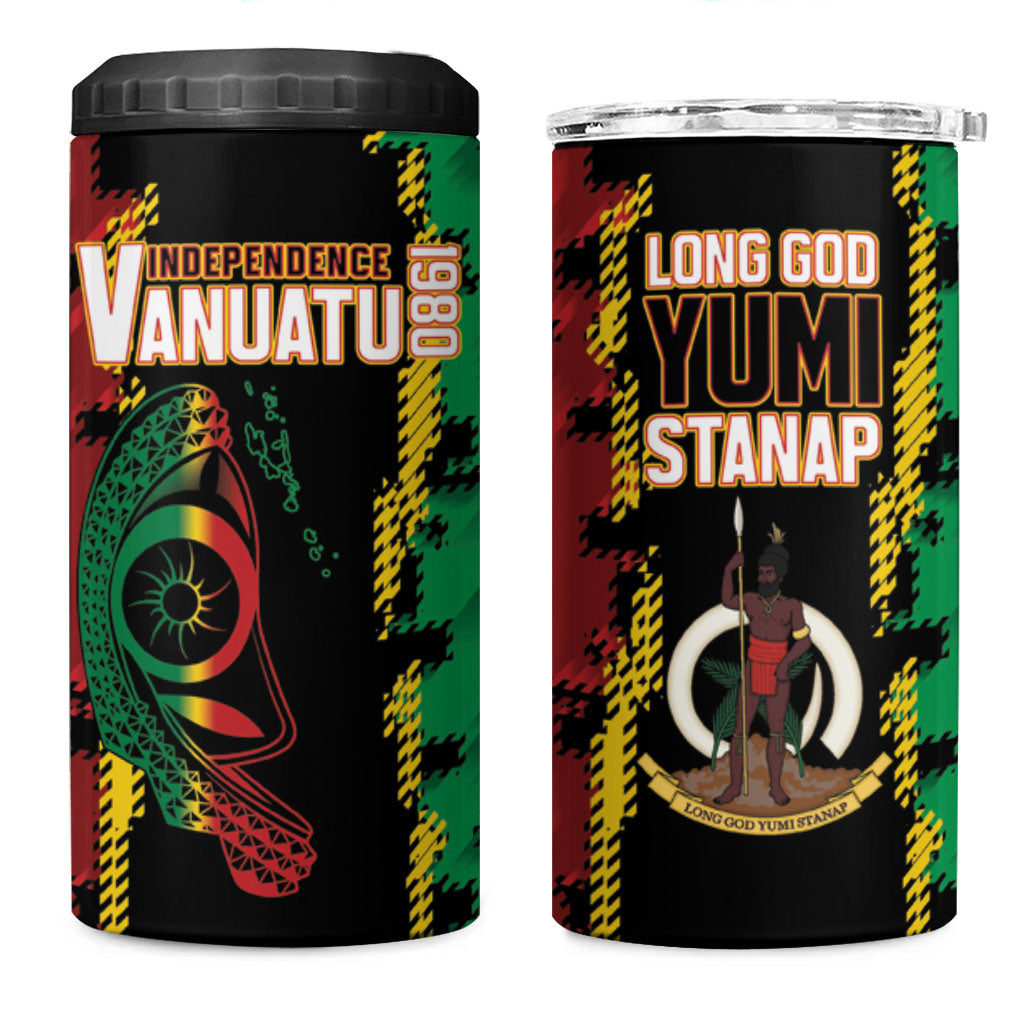 Vanuatu 46th Year Anniversary 4 in 1 Can Cooler Tumbler Tamtam Slit Drums Long God Yumi Stanap