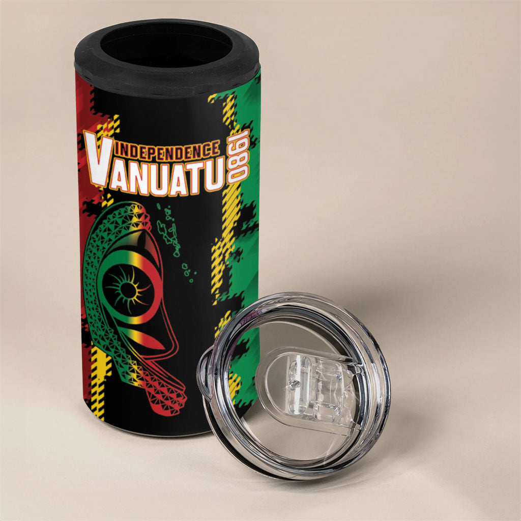 Vanuatu 46th Year Anniversary 4 in 1 Can Cooler Tumbler Tamtam Slit Drums Long God Yumi Stanap