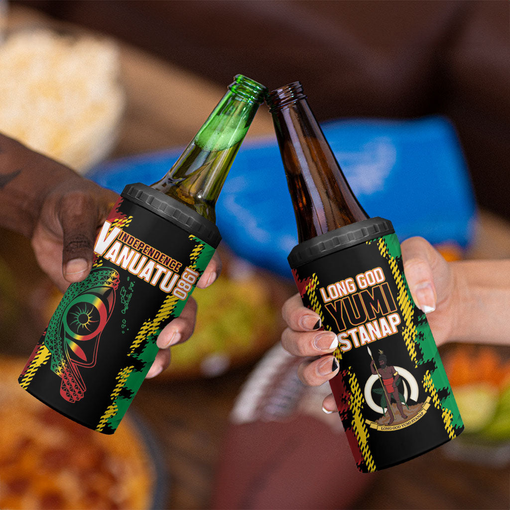 Vanuatu 46th Year Anniversary 4 in 1 Can Cooler Tumbler Tamtam Slit Drums Long God Yumi Stanap