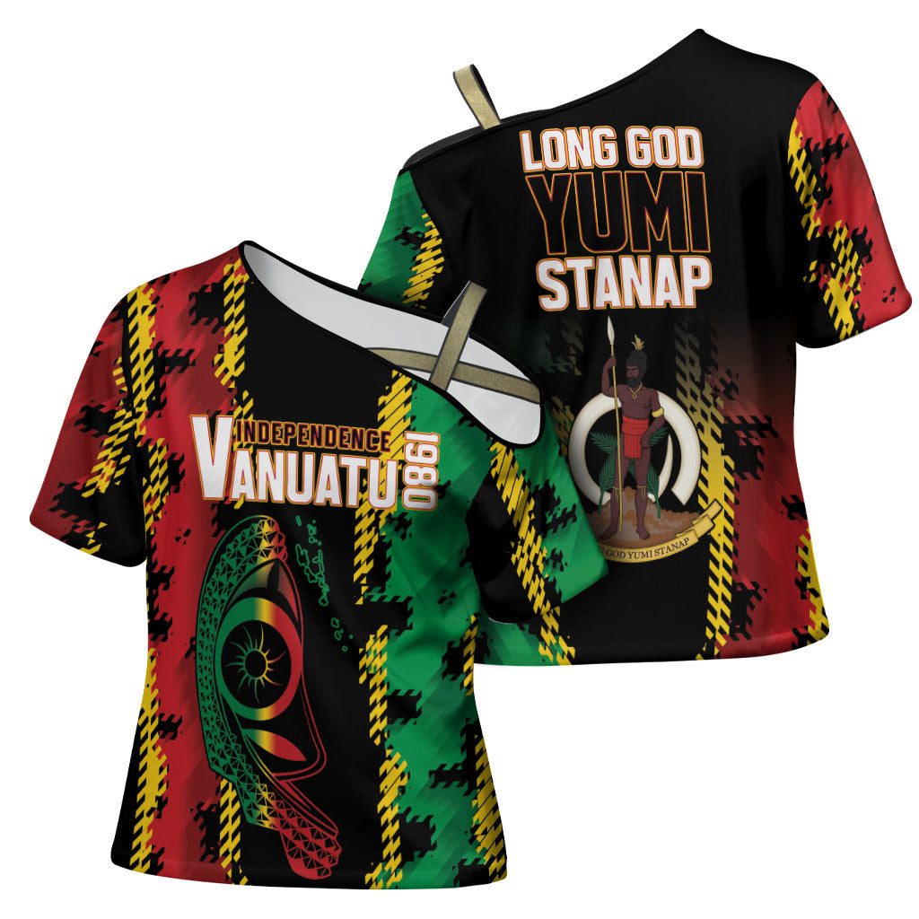Vanuatu 46th Year Anniversary Cross Shoulder Shirt Tamtam Slit Drums Long God Yumi Stanap