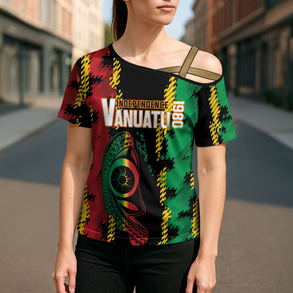 Vanuatu 46th Year Anniversary Cross Shoulder Shirt Tamtam Slit Drums Long God Yumi Stanap
