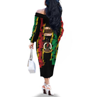 Vanuatu 46th Year Anniversary Family Matching Off The Shoulder Long Sleeve Dress and Hawaiian Shirt Tamtam Slit Drums Long God Yumi Stanap LT9 - Polynesian Pride