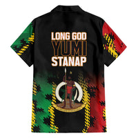Vanuatu 46th Year Anniversary Family Matching Off Shoulder Maxi Dress and Hawaiian Shirt Tamtam Slit Drums Long God Yumi Stanap LT9 - Polynesian Pride
