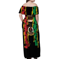 Vanuatu 46th Year Anniversary Family Matching Off Shoulder Maxi Dress and Hawaiian Shirt Tamtam Slit Drums Long God Yumi Stanap LT9 - Polynesian Pride