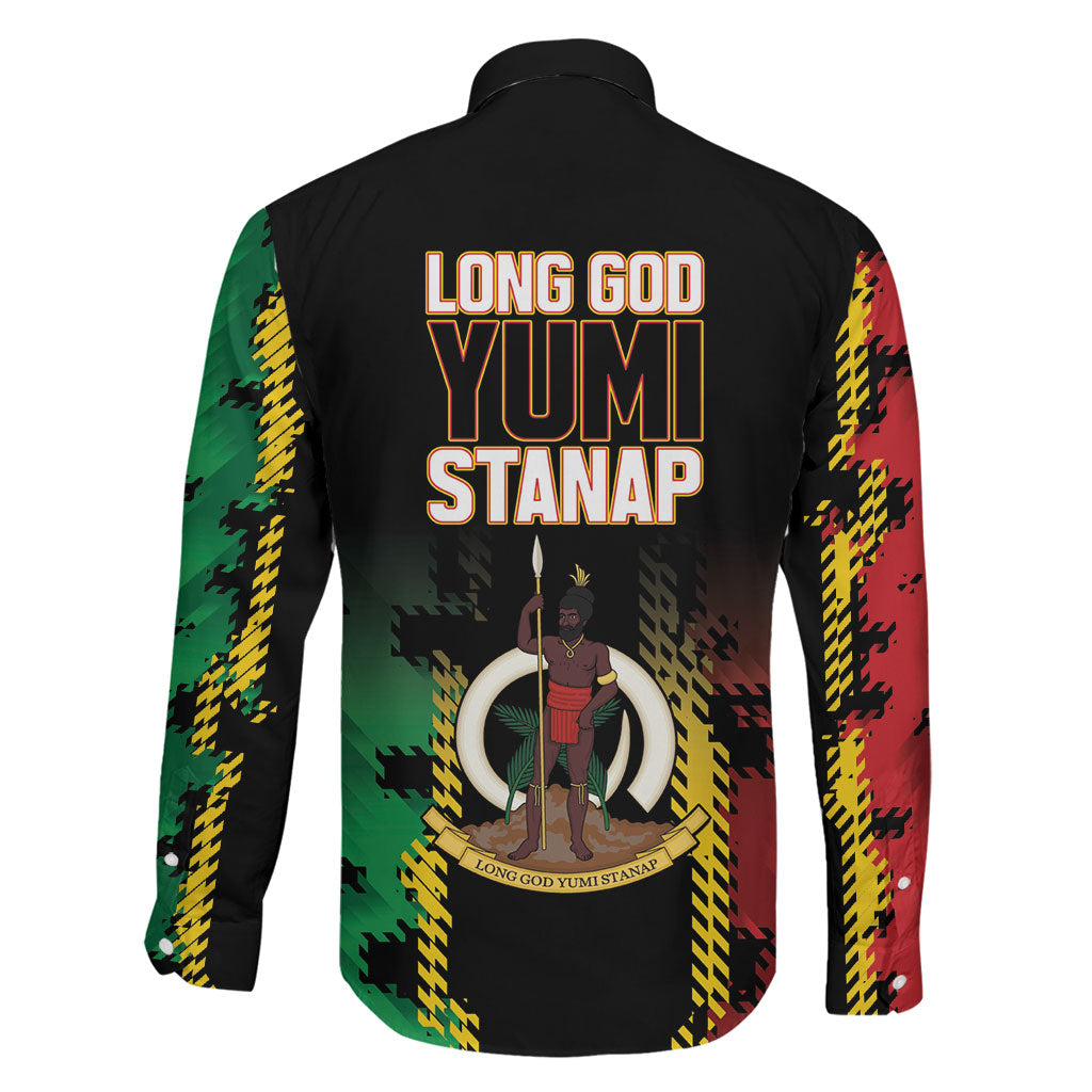 Vanuatu 46th Year Anniversary Family Matching Off Shoulder Short Dress and Hawaiian Shirt Tamtam Slit Drums Long God Yumi Stanap LT9 - Polynesian Pride