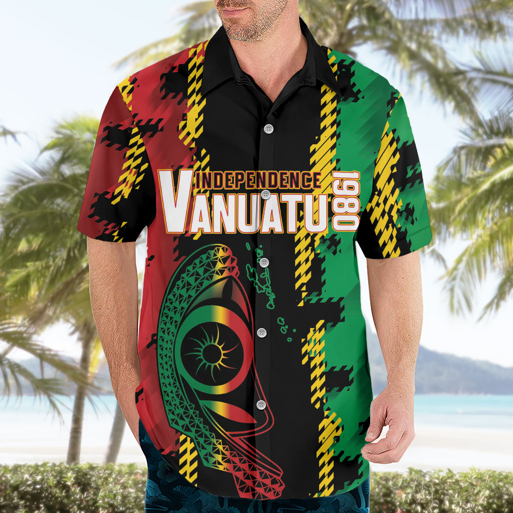 Vanuatu 46th Year Anniversary Hawaiian Shirt Tamtam Slit Drums Long God Yumi Stanap
