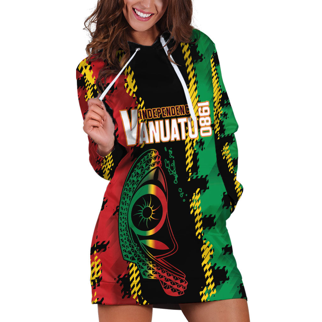 Vanuatu 46th Year Anniversary Hoodie Dress Tamtam Slit Drums Long God Yumi Stanap