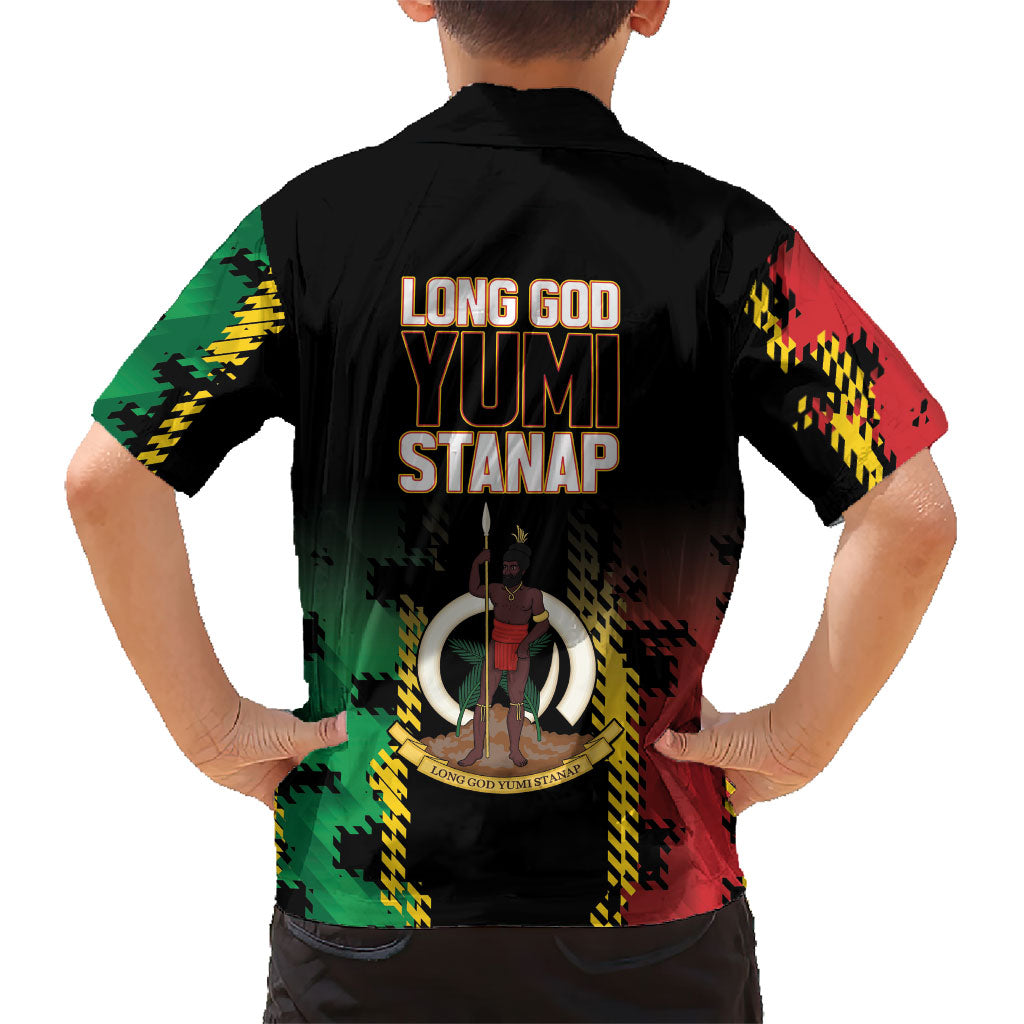 Vanuatu 46th Year Anniversary Kid Hawaiian Shirt Tamtam Slit Drums Long God Yumi Stanap