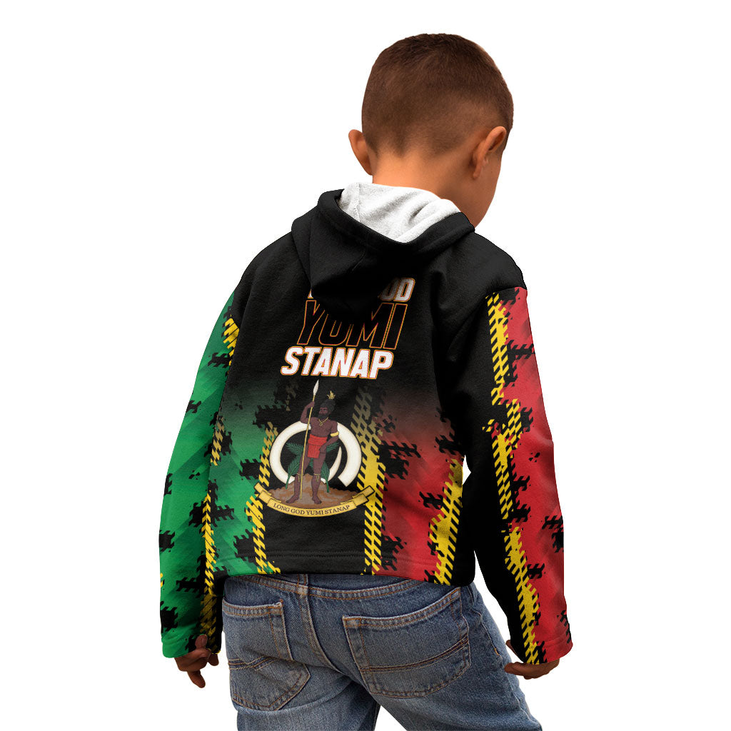 Vanuatu 46th Year Anniversary Kid Hoodie Tamtam Slit Drums Long God Yumi Stanap
