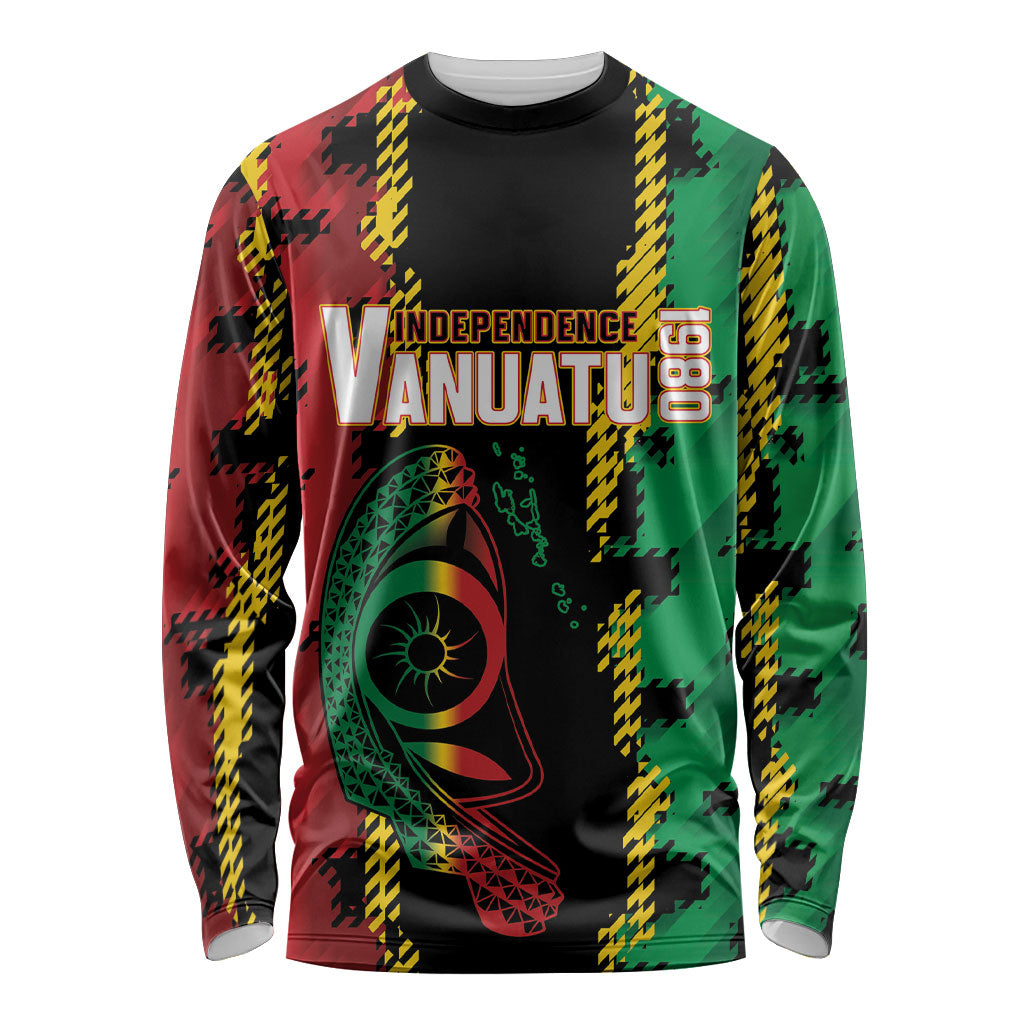 Vanuatu 46th Year Anniversary Long Sleeve Shirt Tamtam Slit Drums Long God Yumi Stanap