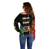 Vanuatu 46th Year Anniversary Off Shoulder Sweater Tamtam Slit Drums Long God Yumi Stanap