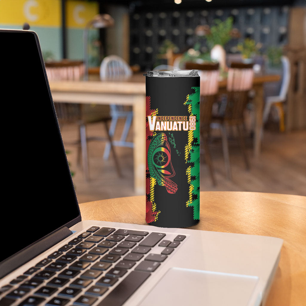 Vanuatu 46th Year Anniversary Skinny Tumbler Tamtam Slit Drums Long God Yumi Stanap