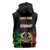 Vanuatu 46th Year Anniversary Sleeveless Zip Hoodie Tamtam Slit Drums Long God Yumi Stanap