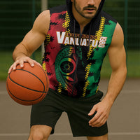 Vanuatu 46th Year Anniversary Sleeveless Zip Hoodie Tamtam Slit Drums Long God Yumi Stanap