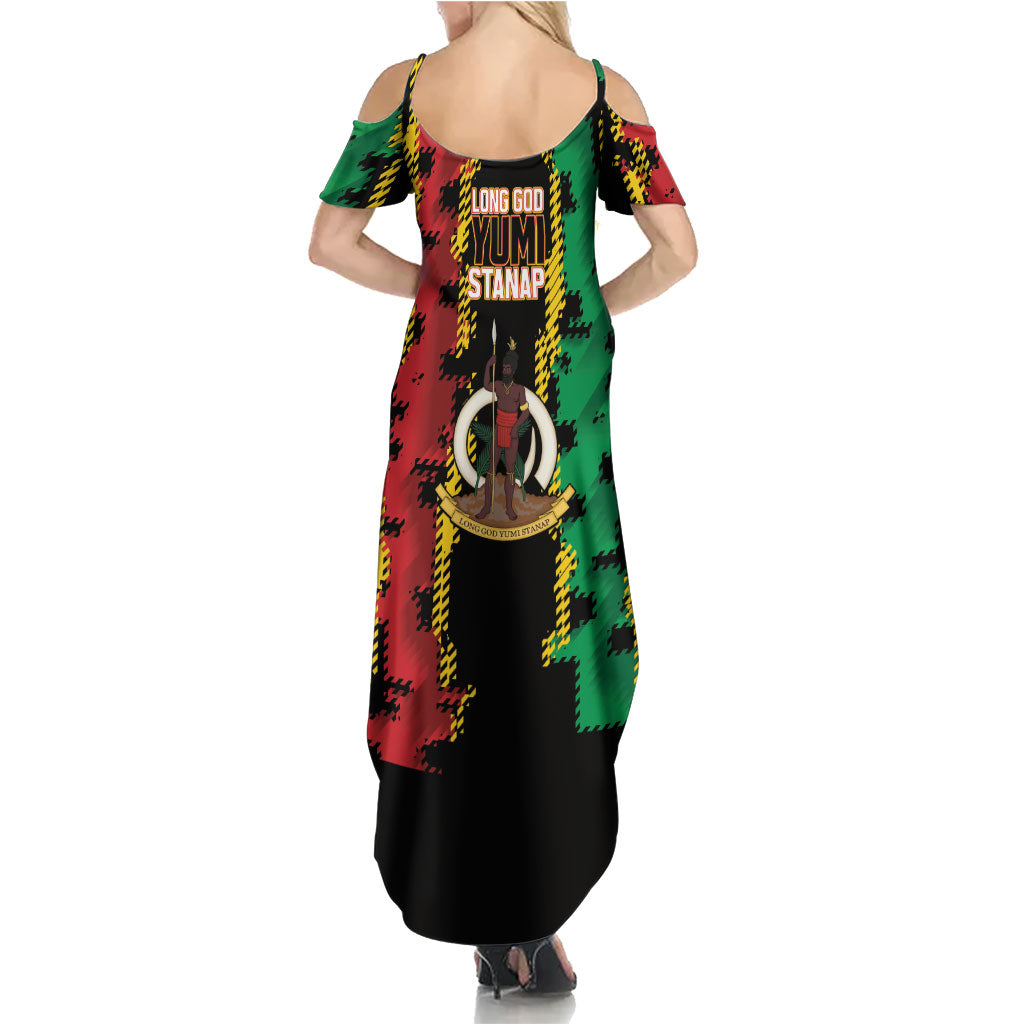 Vanuatu 46th Year Anniversary Summer Maxi Dress Tamtam Slit Drums Long God Yumi Stanap