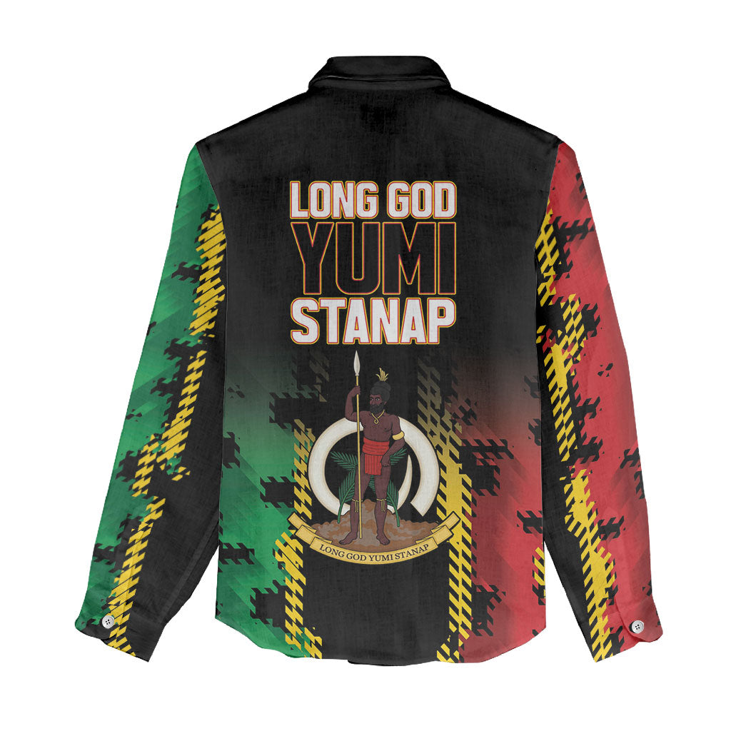 Vanuatu 46th Year Anniversary Women Casual Shirt Tamtam Slit Drums Long God Yumi Stanap