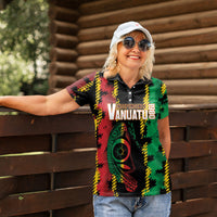 Vanuatu 46th Year Anniversary Women Polo Shirt Tamtam Slit Drums Long God Yumi Stanap
