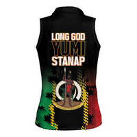 Vanuatu 46th Year Anniversary Women Sleeveless Polo Shirt Tamtam Slit Drums Long God Yumi Stanap LT9 - Polynesian Pride