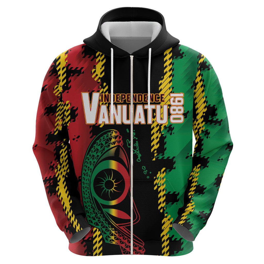 Vanuatu 46th Year Anniversary Zip Hoodie Tamtam Slit Drums Long God Yumi Stanap