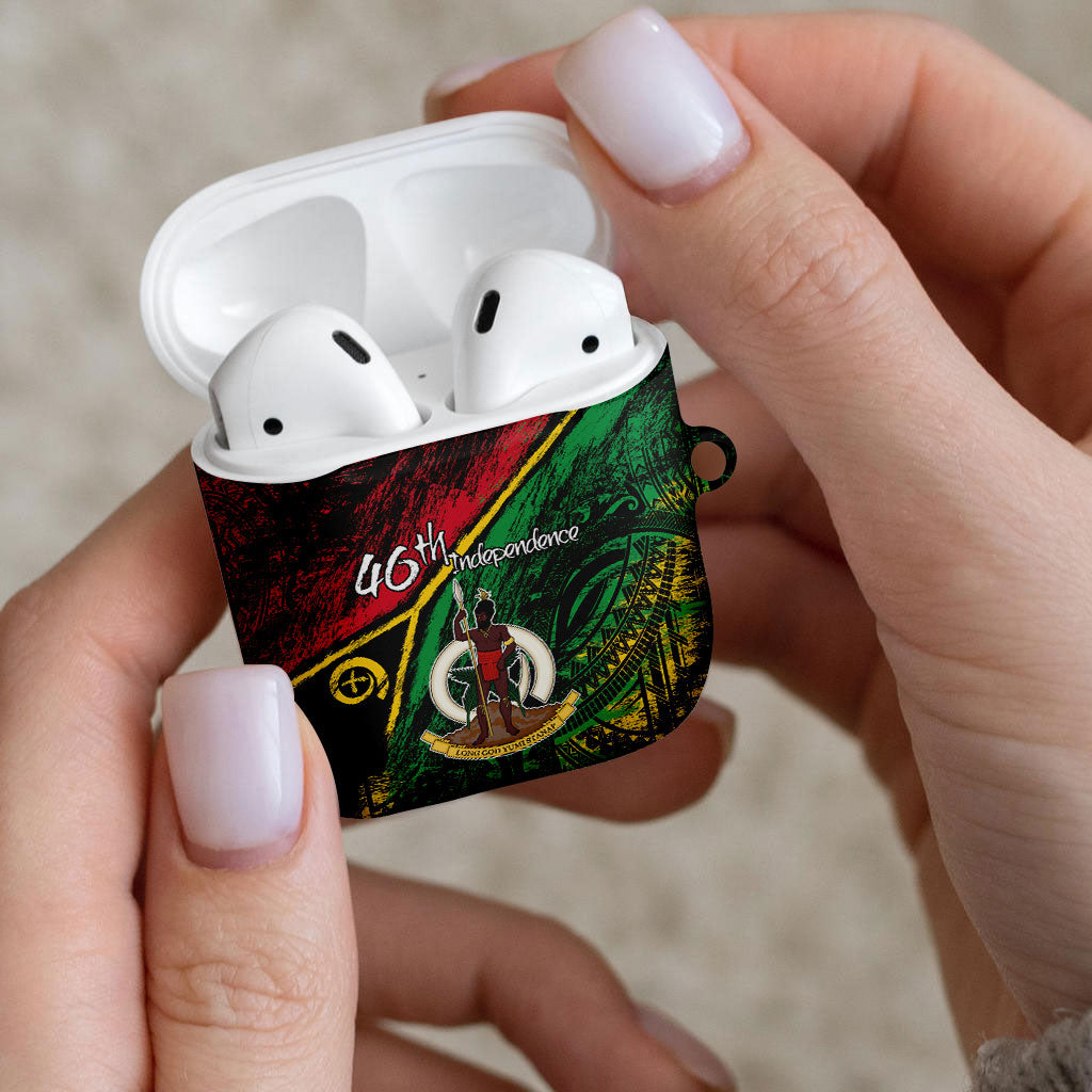 Vanuatu 46th Year Anniversary AirPods Case Vintage Grunge Vanuatu Flag Heritage